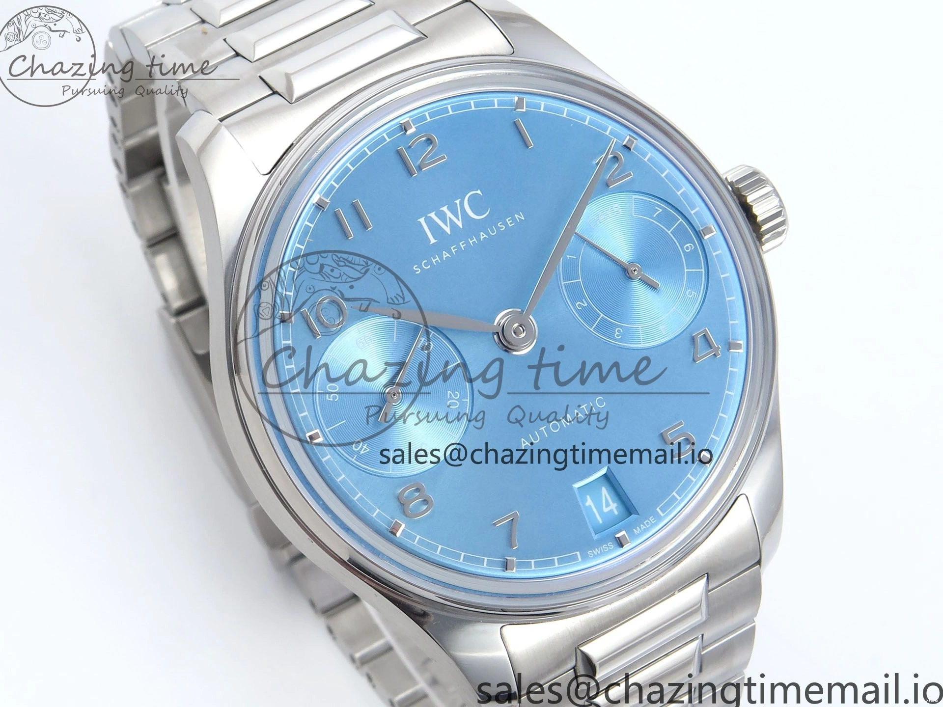 MIROTIME 0306 FashionForward Portugieser Auto IWC0562D APSF 1:1 Best Edition Light Blue Dial on SS Bracelet A 6994